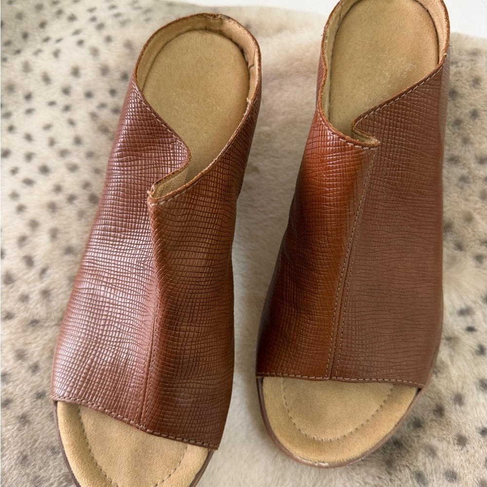 Rieker Tan Leather Mules for Women